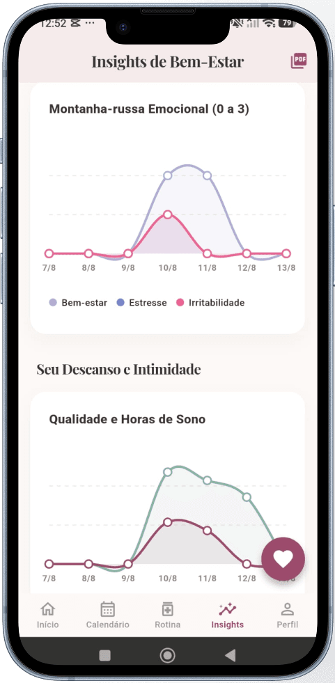Tela de calendário do HerCalida
